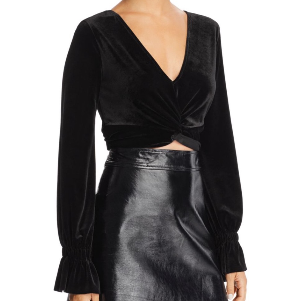 AQUA Velvet Twist Front Crop Top